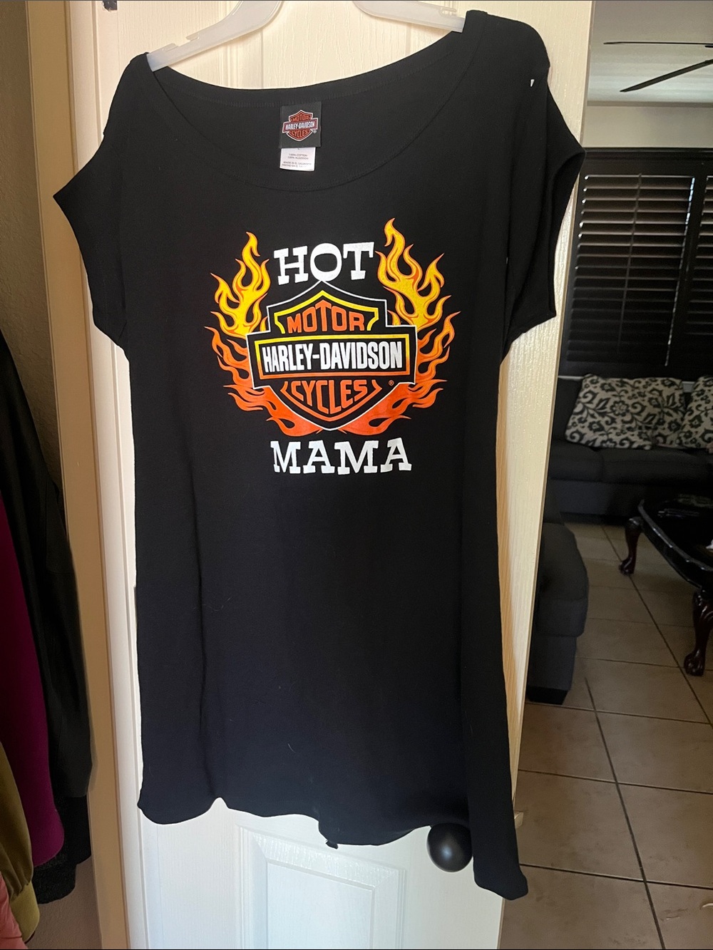 NWT-Maternity-Harley-Davidson Black Tee with Orange and Yellow Flame Mama & kid